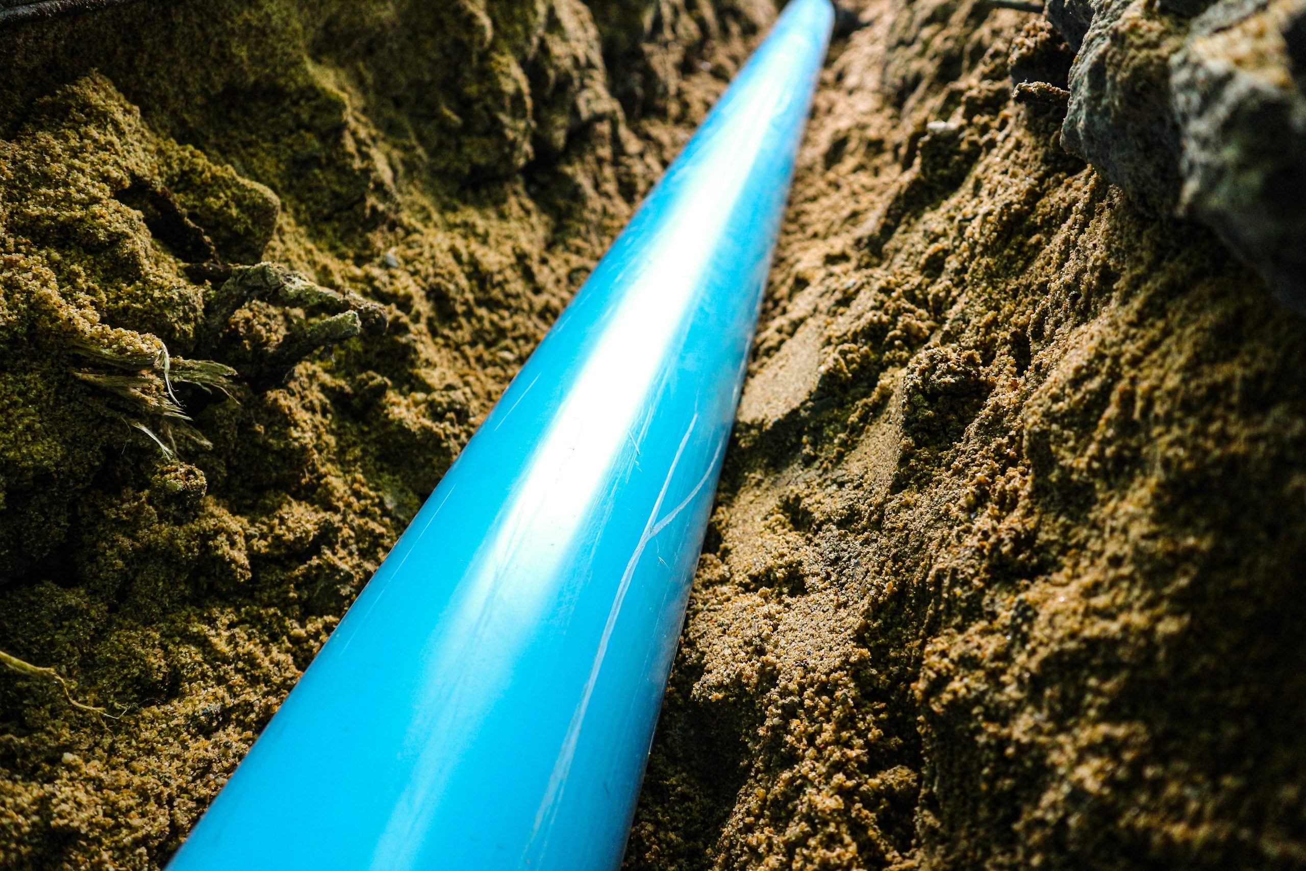 blue pvc water service lines